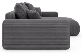 Colțar gri extensibil/cu spațiu de depozitare cu tapițerie din catifea reiată (cu colț variabil) Luma – Ropez