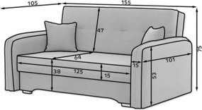 OFERTA Canapea extensibila 2 locuri LAINE, verde Calitatea a II-a