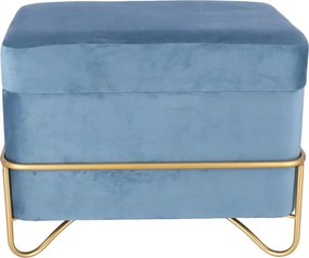 Set elegant Luna de taburete cu spatiu de depozitare, catifea si baza metalica aurie  2 piese