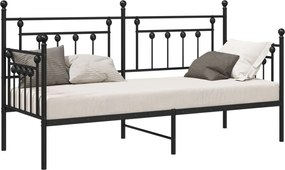 vidaXL Cadru de pat de zi cu headboard Negru 75 x 190 cm Oțel