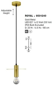 Lustra/Pendul design modern ROYAL auriu