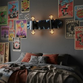 Lampă de perete neagră cu albastru 80cm - Skateboard