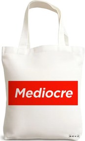 Sacosa de Panza pentru Cumparaturi, Geanta Tote, model Mediocre, 38x34.5 cm, Alba, BEKZ®