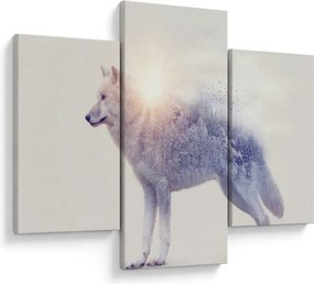 Tablou - Lupul arctic oglindit în peisaj sălbatic (90x60 cm)