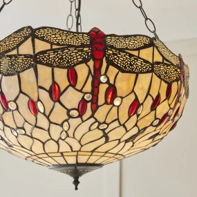 Endon 112251 - Candelabru Tiffany DRAGONFLY suspendat pe lanț, 3xE27/60W/230V, Ø 50 cm