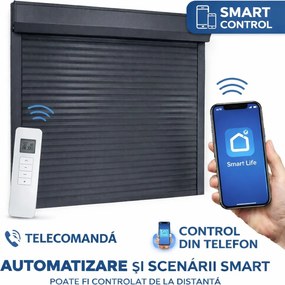 Rulou Exterior Aluminiu Antracit cu Motor, Telecomandă și Control din Telefon