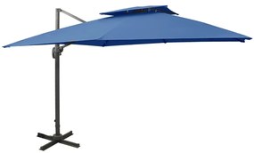 vidaXL Umbrelă în consolă cu înveliș dublu, albastru azur, 300x300 cm