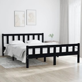 810688 vidaXL Cadru de pat King Size, negru, 150x200 cm, lemn masiv