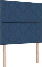 vidaXL Pat cu arc LED cu saltea albastru 120 x 190 cm țesătură