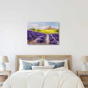 Tablou pe sticlă - Provence, Franța, pictură în ulei (70x50 cm)