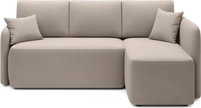 Colțar bej extensibil/cu spațiu de depozitare cu tapițerie din catifea (cu colț pe partea dreaptă/cu șezlong) Hadson – ELTAP