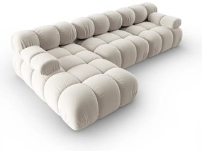 Colțar modular bej cu tapițerie din catifea (cu colț pe partea stângă ) Bellis – Micadoni