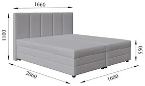 Pat tapițat ISABEL 160x200 cu saltea cu arcuri și spațiu de depozitare, gri deschis