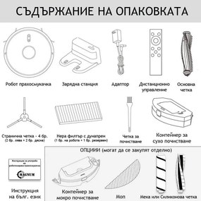 Aspirator robot MAGNUM ONE Plus, Li-ion 3200 mAh, 50W, 3000 Pa, 0.6 l, Wi-Fi, Control vocal, Programare, HEPA, Recunoastere camera, Alb