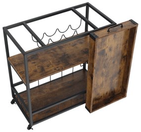 Carucior de servire, stejar smoke / negru, SILVIUS