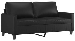 Canapea cu 2 locuri, negru, 140 cm, piele ecologica