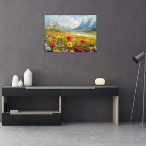 Tablou pe sticlă - Peisaj pictat (70x50 cm)