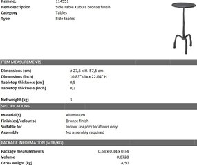 Masuta laterala design LUX Kubu L 114551 HZ