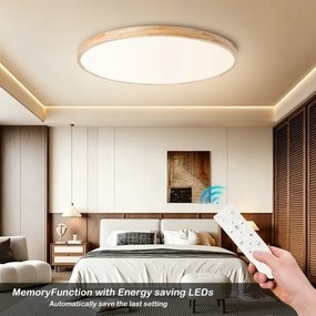 Brilagi - Lampă LED dimabilă WOODLINE, 128W, 230V, 3000-6000K, stejar, diametru 100 cm + telecomandă
