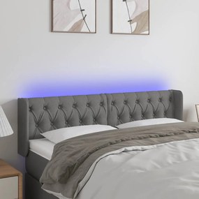3123579 vidaXL Tăblie de pat cu LED, gri închis, 163x16x78/88 cm, textil