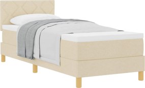 vidaXL Pat cu arcuri cu saltea cu headboard Crem 80 x 200 cm țesătură