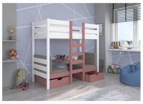 Pat Supraetajat Cu Masa BART Roz/Alb 90x200cm