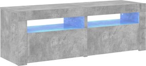 vidaXL Comodă TV cu lumini LED, gri beton, 120x35x40 cm