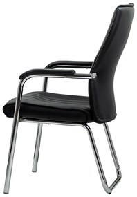 Scaun așteptare negru HRC 614 din piele ecologică și cadrul cromat