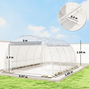 Outsunny Seră de Grădină Tip Tunel 3x4x2 m cu 2 Uși Rulabile, Seră pentru Grădină cu 4 Suporturi Diagonale, Cadru din Oțel și Acoperiș din PE, pentru Legume, Flori, Fructe, Anti-UV, Transparentă | Aosom Romania