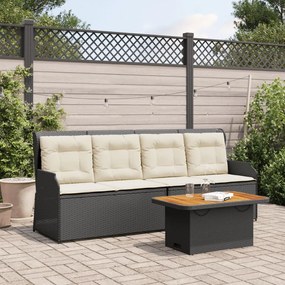 3262443 vidaXL Set mobilier de grădină cu perne, 3 piese, negru, poliratan