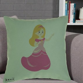 Perna Personalizata Printesa Roz cu Microfon, 40x40 cm, Verde, Husa Detasabila, Perna Inclusa, BEKZ®