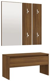 Set de mobilier pentru hol, stejar maro, lemn prelucrat