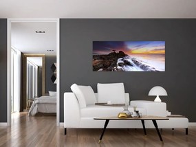 Tablou cu munți în ceață (120x50 cm)