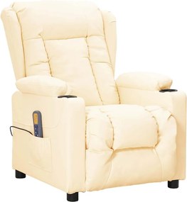 vidaXL Fotoliu de masaj, crem, piele ecologică