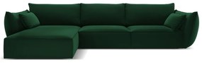 Colțar verde închis cu tapițerie din catifea (cu colț pe partea stângă, cu șezlong) Vanda – Mazzini Sofas