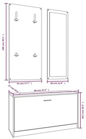 Set pantofar 3 in 1, gri sonoma, lemn prelucrat