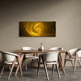 Tabloul cu spirala abstractă în galben (120x50 cm)