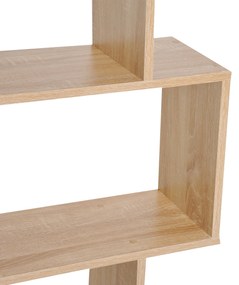 HOMCOM Bibliotecă raft zig zag Design Contemporan 80L x 23l x 192H cm 6 Niveluri Culori lemn de stejar deschis | Aosom Romania