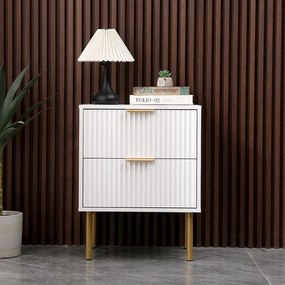 RESIGILAT- Noptieră modernă cu 2 sertare, 50x40x63.5 cm, alb