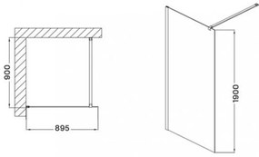 Cabină de duș Astro Walk-in cu finisaj Easy Clean 90x190 cm