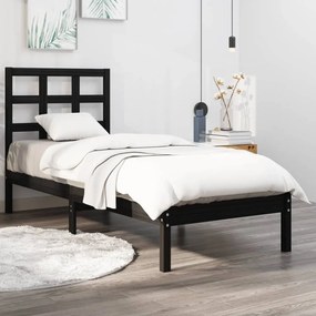 3105459 vidaXL Cadru de pat, negru, 90x200 cm, lemn masiv