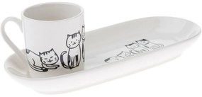Cană de porțelan cu farfurie Cats 90 ml