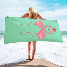 Prosop din microfibra cu uscare rapida Culoare verde, FLAMINGO LOVE