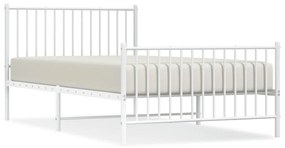 350945 vidaXL Cadru de pat metalic cu tăblie de cap/picioare, alb, 107x203 cm