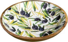 Platou rotund din lemn de mango, Ø38 cm, "Olives"