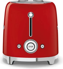Prajitor de paine SMEG 50's Style TSF01RDEU, 950 W, 2 felii, 6 trepte, Tava pentru firimituri, Cablu integrat, Otel inoxidabil, Rosu