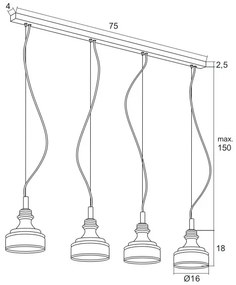 Argon 1650 - Lustră LED pe cablu TULUZA 4xLED/5W/230V