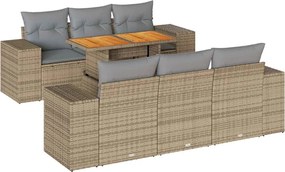 vidaXL Set canapele de grădină, 7 piese, cu perne, bej, poliratan