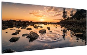 Tablou - Suprafața apei la apus de soare (120x50 cm)