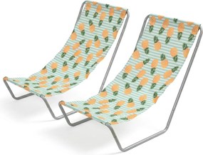Set de 2 sezlonguri de plaja pliabile SAND PINEAPPLE, colorate
